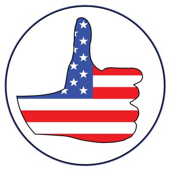 A Stars and Stripes hand giving the thumbs up sign all over a white background