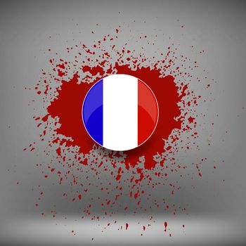 French Icon and Blood Splatter on Soft Grey Background