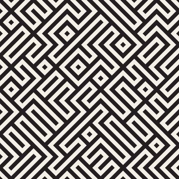 Vector Seamless Black And White Irregular Geometric Blocks Pattern Abstract Background