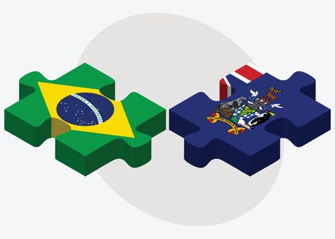 Brazil and South Georgia and the South Sandwich Islands Flags in puzzle isolated on white background