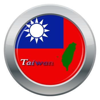 A Taiwan flag silver icon isolated on a white background