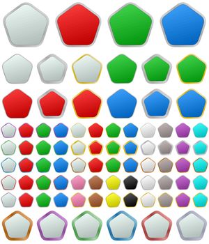 Color metallic rounded pentagon shape button set