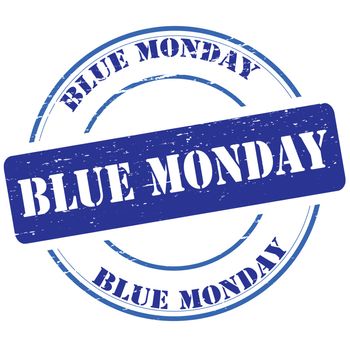 Rubber stamp with text blue monday inside, vector illustration
