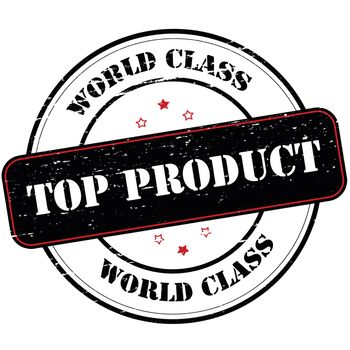 Rubber stamp with text world class top product inside, vector illustration