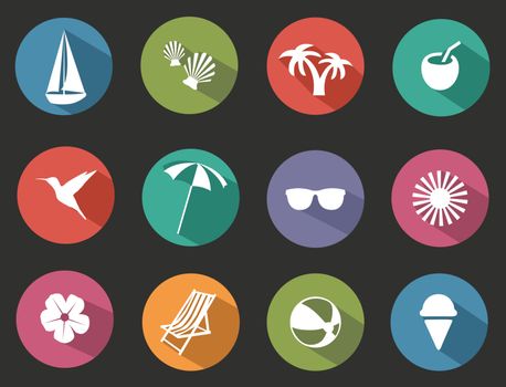 vector illustration of set of flat tropical icons