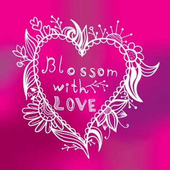 Bright Valentine illustration with heart and flowers