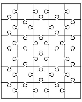Separate pieces of white puzzle, vector