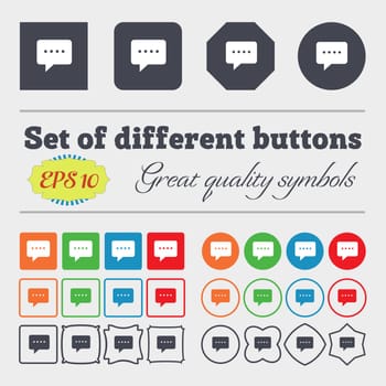 Speech bubbles icon sign. Big set of colorful, diverse, high-quality buttons. Vector illustration