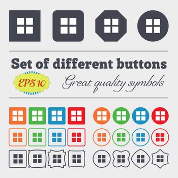 List menu, app icon sign. Big set of colorful, diverse, high-quality buttons. Vector illustration