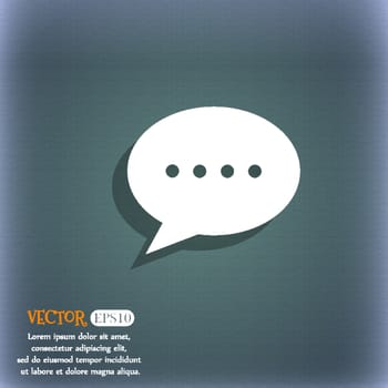 Speech bubbles icon. On the blue-green abstract background with shadow and space for your text. Vector illustration