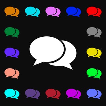 Speech bubbles icon sign. Lots of colorful symbols for your design. Vector illustration