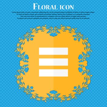List menu, app icon. Floral flat design on a blue abstract background with place for your text. Vector illustration