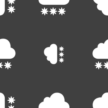 snow cloud icon sign. Seamless pattern on a gray background. Vector illustration