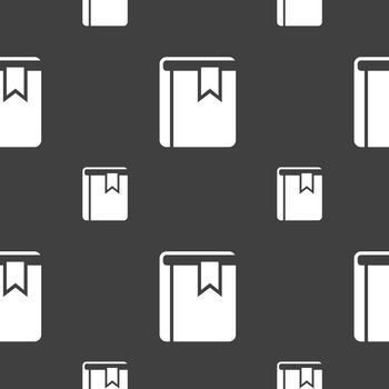 Book bookmark icon sign. Seamless pattern on a gray background. Vector illustration