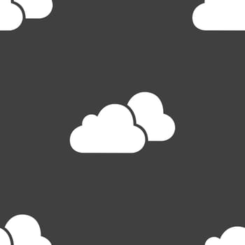 clouds icon sign. Seamless pattern on a gray background. Vector illustration