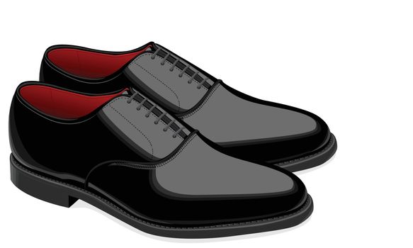 Black men shoes with patent leather heel and laces