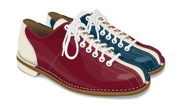 Bowling shoes red and blue with white laces
