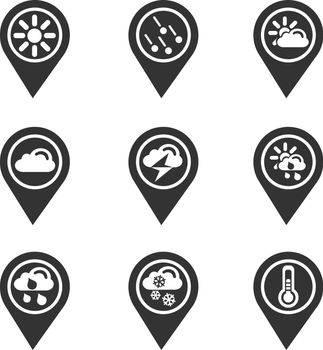 Weather map pointer vector icon set for web sites and infographics