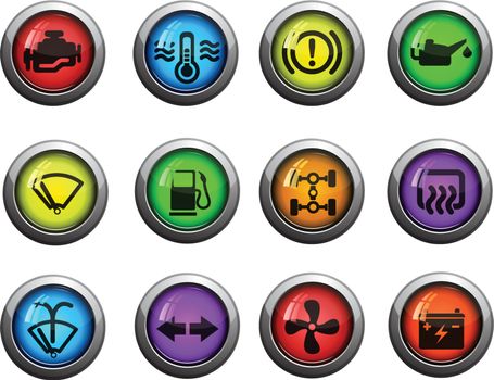Car interface round glossy icons for web site and user interfaces