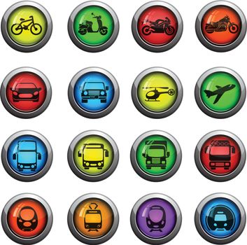 Transport mode round glossy icons for web site and user interfaces