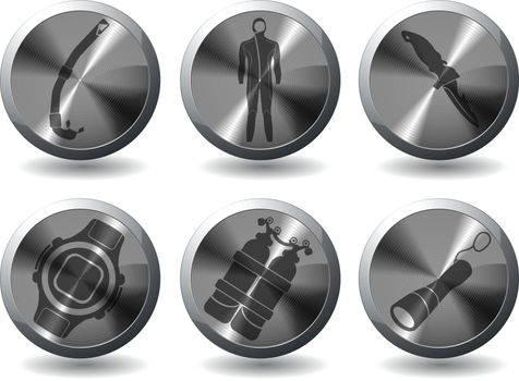 Diving icons set for web sites and user interface