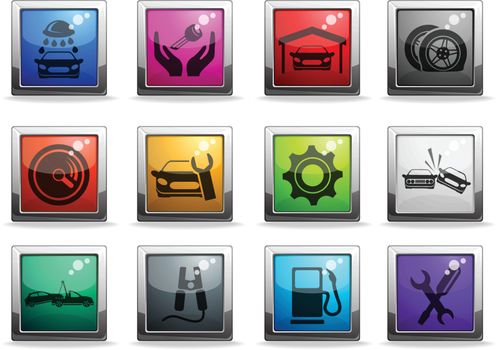 Car interface icons set for web sites and user interface