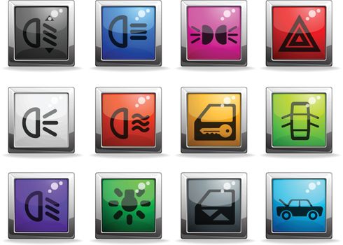 Car interface icons set for web sites and user interface