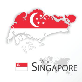 Singapore ( Republic of Singapore ) ( map and flag ) ( transportation and tourism concept ) , singapore is one of AEC ( ASEAN Economic Community )