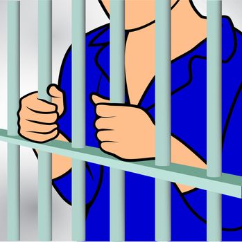 hands holding prison bars (hand behind prison bars, hand in jail)