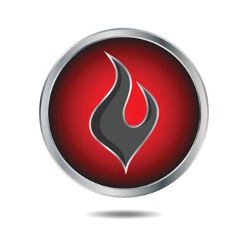 A fire logo with realistic button frame