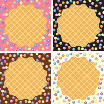 vector background collection of wafer and cream with sprinkles 