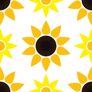 vector sunflower seamless pattern