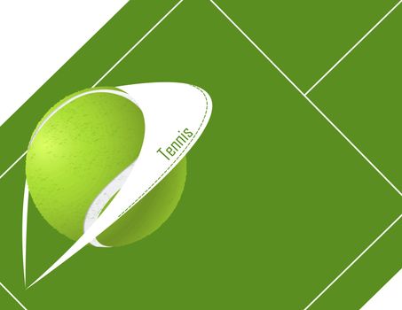 green tennis background with ball and court. vector