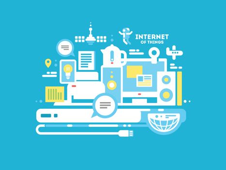 Internet of things. Technology digital, network computer web, vector illustration