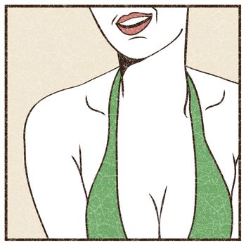 Pop Art illustration of female sexy breast