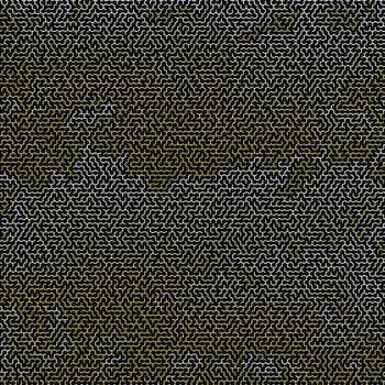 Yellow Labyrinth on Black Background. Kids Maze