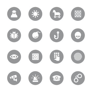 gray flat icon set 7 on circle for web design, user interface (UI), infographic and mobile application (apps)