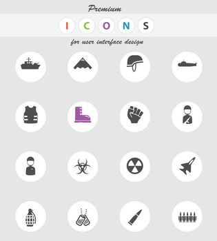 Military  vector icons for web sites and user interface
