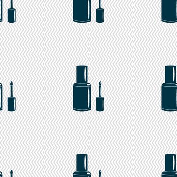 NAIL POLISH BOTTLE icon sign. Seamless pattern with geometric texture. Vector illustration