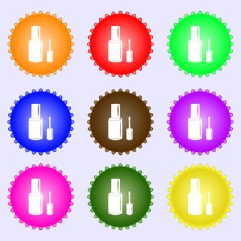 NAIL POLISH BOTTLE icon sign. Big set of colorful, diverse, high-quality buttons. Vector illustration