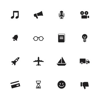 black simple flat transport and miscellaneous icon set for web design, user interface (UI), infographic and mobile application (apps)