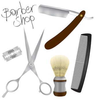 Set of vintage barber shop elements