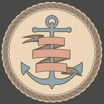 Vector of anchor shape with ribbon