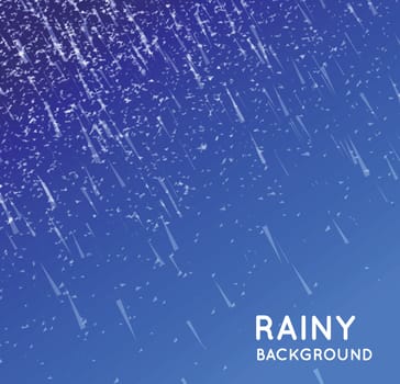 Rainy sky vector illustration on a blue background