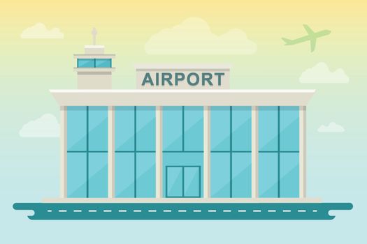 Vector Illustration of Airport. Flat Design Style.