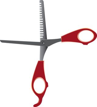 Professional Thinning Scissors with Toothed Blade. Vector illustration.