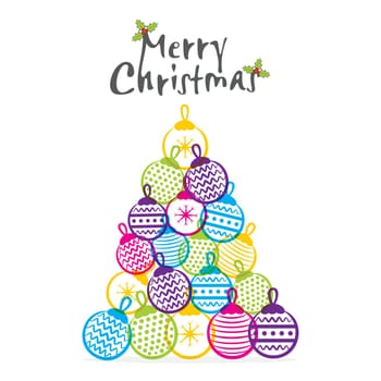 merry christmas colorful ball greeting design vector