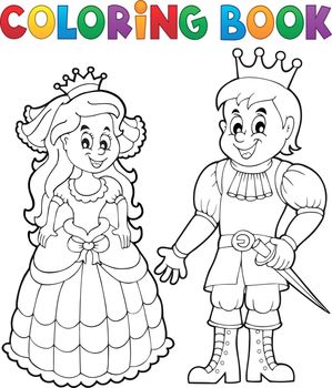 Coloring book princess and prince - eps10 vector illustration.
