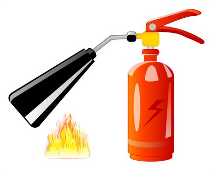Vector illustration of the red fire-extinguisher on white background