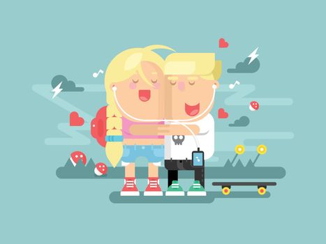 Empathy boy and girl. Love woman and man, friendship together, dating and sympathy. Vector illustration